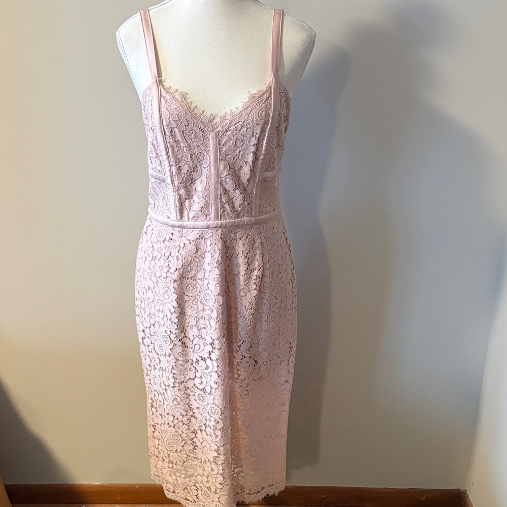 NWT Express Pink Lace Midi Sleeveless Dress. Size 8
